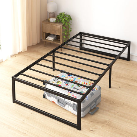 ZINUS ABEL 14 Inch Platform Bed Frame, Steel Slat Support, Easy Assembly, No Box Spring Needed, Eco Friendly WonderBox(TM) Packaging, Black, Twin ZINUS