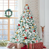 Outroad 7ft Snow Flocked Christmas Tree Premium Hinged Artificial Pine Tree,Xmas Tree Metal Stand and 1000 Lush Branch Tips Holiday Decorate, Easy to Assemble,White OUTROAD OUTDOOR CAMPING GARDEN PATIO