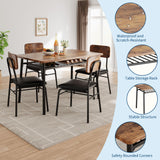 GarveeHome Dining Table Set for 4 with Storage Rack, 5-Piece Kitchen Table and Upholstered Chairs of 4, Wood Tabletop & Heavy-Duty Metel Frame, Dining Room Set for Small Space, Apartment, Brown GarveeHome