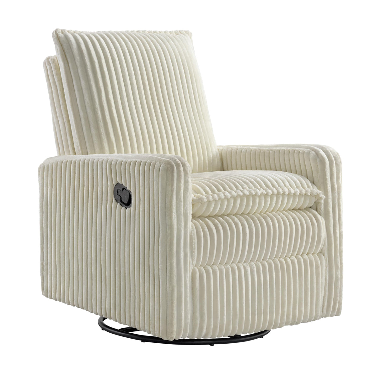 Oxford Baby Uptown Upholstered Swivel Glider and Recliner Nursery Chair - Corduroy, Pearl White Oxford Baby