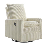 Oxford Baby Uptown Upholstered Swivel Glider and Recliner Nursery Chair - Corduroy, Pearl White Oxford Baby