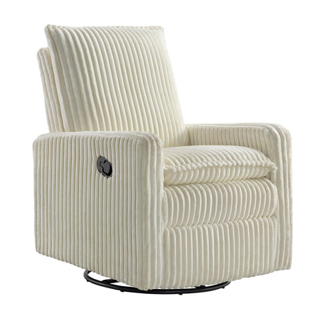 Oxford Baby Uptown Upholstered Swivel Glider and Recliner Nursery Chair - Corduroy, Pearl White Oxford Baby
