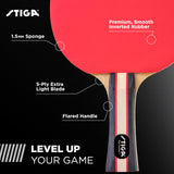 STIGA Performance 4 Player Ping Pong Paddle Set of 4 – Table Tennis Rackets, 6 – 3 Star Orange and White Balls Stiga