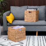 Wicker Storage Baskets Wicker Cube Baskets Foldable Hyacinth Storage Baskets,Rectangular Laundry Storage Bin,Square Basket for Shelves,Set of 2 Pcs,12 x 12 x 12in CXQCMUYE