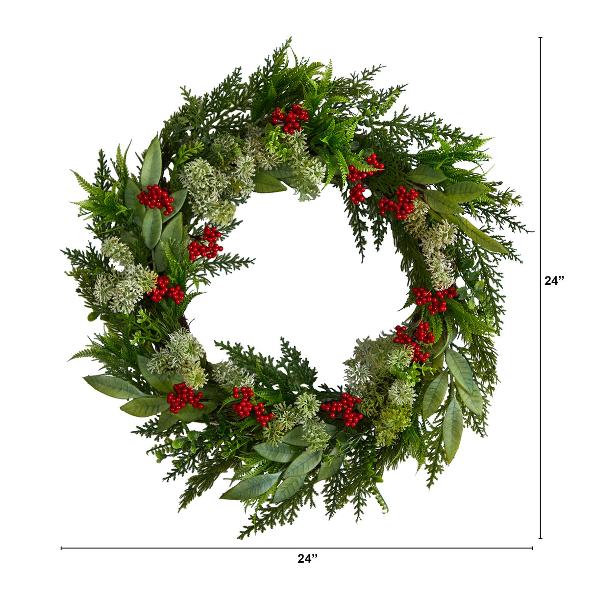 Nearly Natural 24in. Cedar, Eucalyptus and Berries Artificial Christmas Wreath Nearly Natural