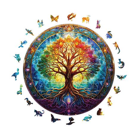 Wooden Puzzles for Adults, 200 Pieces Tree of Life Puzzle Uniquely Irregular Animal Shaped Wooden Jigsaw Puzzles, Creative Gift for Teenagers and Adults WHJSG