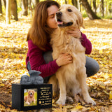 LPREUTWN Pet Urns for Ashes, Large Wooden Pet Urns for Dog or Cat Ashes with Dog Angel, Memorial Keepsake Memory Box with Photo Frame, Loss Pet Sympathy Remembrance Gift (Black) LPREUTWN