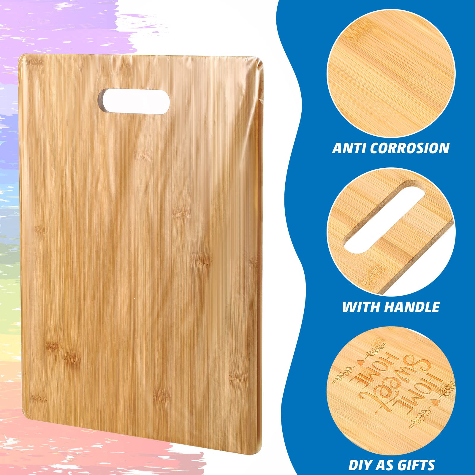 18 Pack Bulk Cutting Board Plain Large Cutting Board Set Chopping Board with Handles Blanks Laser Engraving Cutting Board for Customized, Personalized Engraving Gifts (9.5''x13.5'',Bamboo) - WoodArtSupply