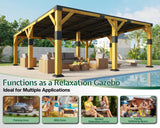 Jocisland 20x20x9.2 FT Cedar Wood Carport with Sloped Galvanized Steel Roof, Heavy Duty Outdoor Shelter for 2 Cars, Trucks, Boats & Tractors, Wind & Snow Resistant Pitch Roof Design Jocisland