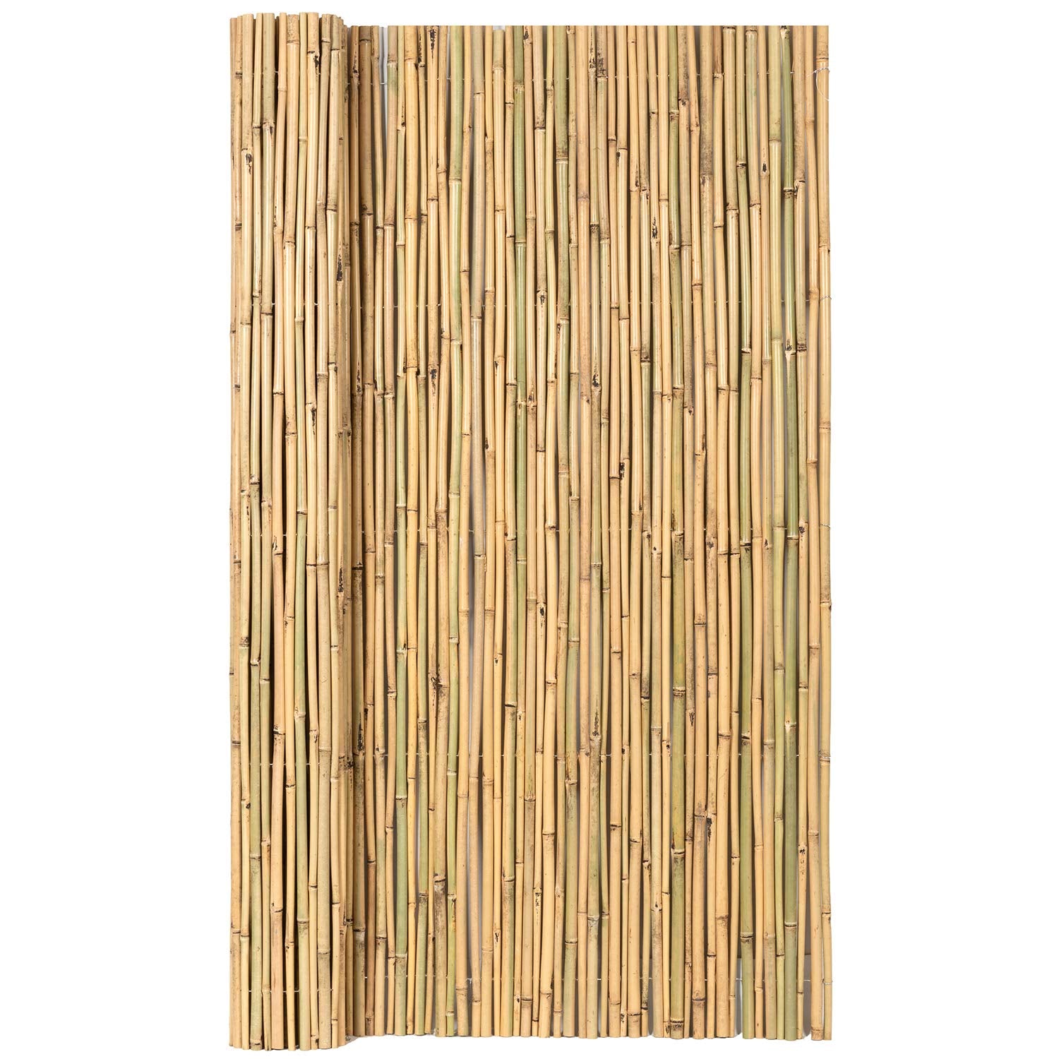 Mininfa Natural Rolled Bamboo Fence, Eco-Friendly Bamboo Fencing, 0.7 in D x 6 feet High x 8 feet Long, Bamboo screen for Garden, privacy - WoodArtSupply