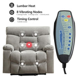 CANMOV Dual Motor Power Lift Recliner Chair for Elderly, 27" Extra-Wide Seat 450 lbs Weight Capacity Infinite Position Adjustment, with Heated Massage, Cup Holders and USB Port, Grey Fabric CANMOV