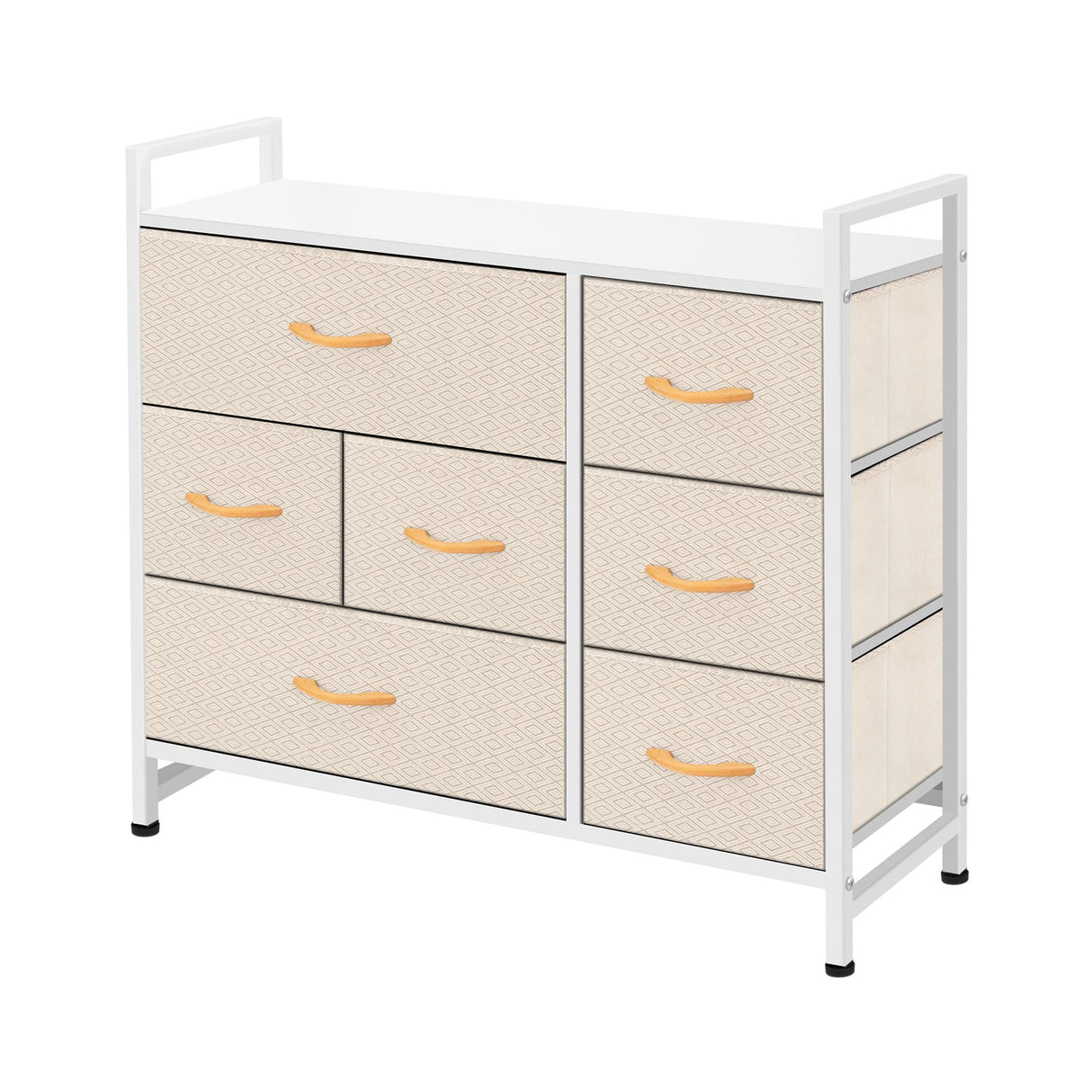 AZL1 Life Concept 7-Drawer Dresser 3-Tier Storage Organizer, Tower Unit for Bedroom/Hallway/Entryway/Closets-Sturdy Steel Frame, Wooden Top, Removable Fabric Bins, Ivory AZL1 Life Concept