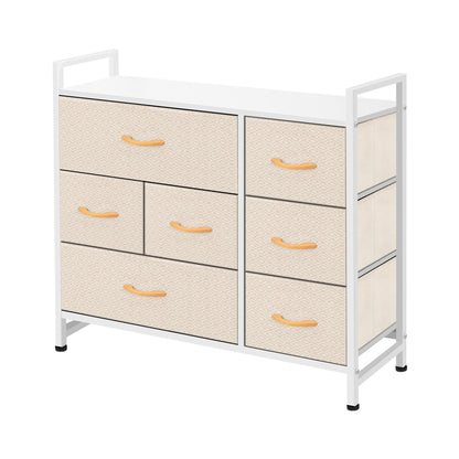 AZL1 Life Concept 7-Drawer Dresser 3-Tier Storage Organizer, Tower Unit for Bedroom/Hallway/Entryway/Closets-Sturdy Steel Frame, Wooden Top, Removable Fabric Bins, Ivory - WoodArtSupply