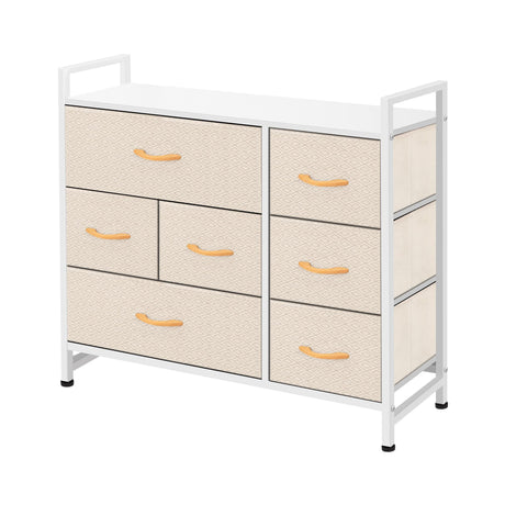AZL1 Life Concept 7-Drawer Dresser 3-Tier Storage Organizer, Tower Unit for Bedroom/Hallway/Entryway/Closets-Sturdy Steel Frame, Wooden Top, Removable Fabric Bins, Ivory AZL1 Life Concept