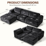 LOOMORA 108" Modular Sectional Sofa - L-Shape Chaise, Modern Modular Cloud Couch with Deep Seat and Pillow, Boneless Couch Comfy Sofa for Living Room & Apartment, No Assembly(Black) LOOMORA