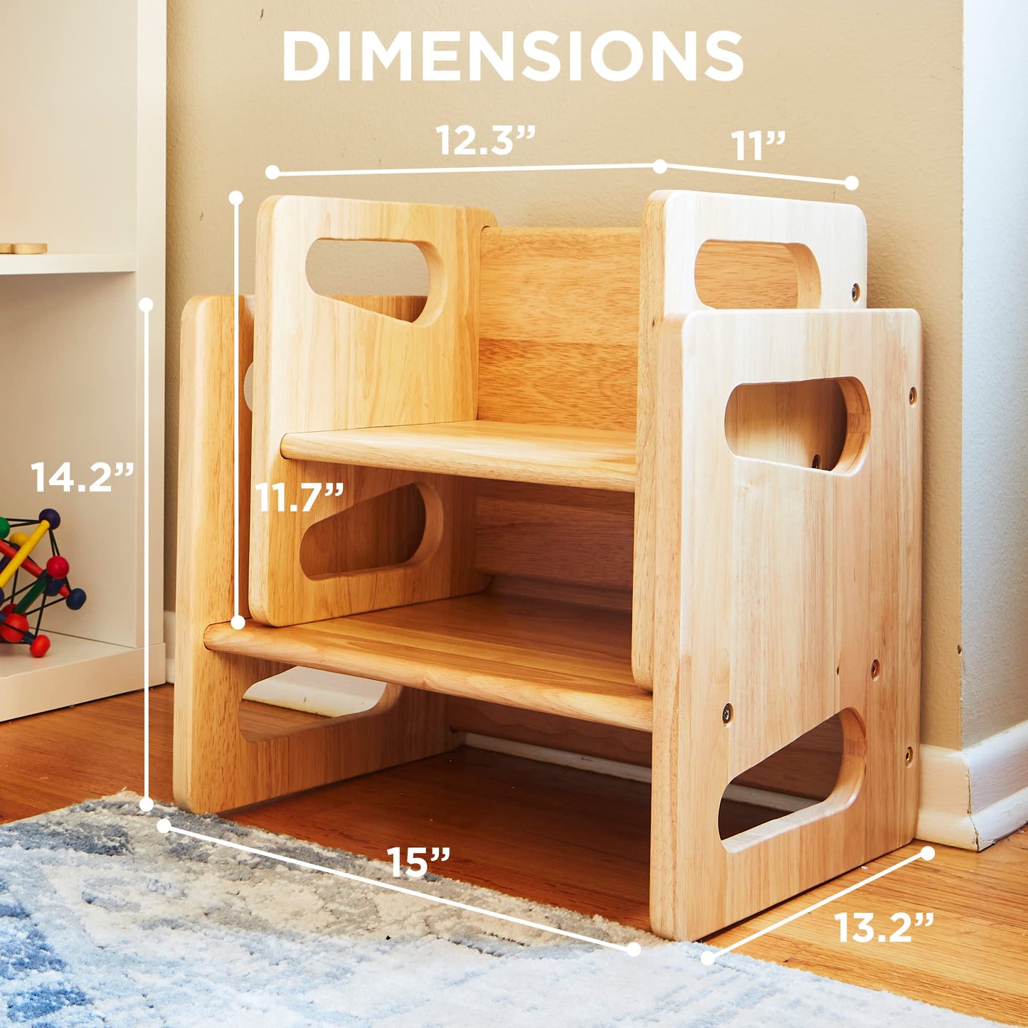 Montessori Weaning Table and Chair Set - Solid Wooded Toddler Table - Cube Chairs for Toddlers - Real Hardwood - Kids Montessori Furniture - WoodArtSupply