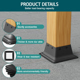 SPACEEUP 4x4 Post Base Black Square Brackets 3PCS Internal Size 3.5 x 3.5 Inch Heavy Duty Steel Deck Post Base Cover Fit for 4 x 4 Standard Wood Post Anchor Deck Base Plate SPACEEUP
