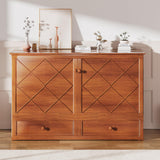 Mjkone Queen Murphy Bed Cabinet with Tri-Folding Mattress, Distressed Wooden 63" W Cabinets Wall Chest Beds with Built-in Charging Station & Storage Drawer for Office Guest Bedroom Living Room, Cherry Mjkone