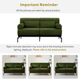 Ball & Cast Futon Sofa with Flexible USB Ports, Modern Loveseat Sofa Couch 2-Seater Sofa with Unique Cylindrical Armrests,for Small Spaces, Living Room or Office, Corduroy Futons Sofas (Green) Ball & Cast