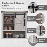 OKD Bathroom Wall Cabinet, Farmhouse Medicine Cabinet with Sliding Barn Door & Adjustable Shelves, Storage Cabinet Wall Mounted for Bathroom, Kitchen, Antique Brush White OKD