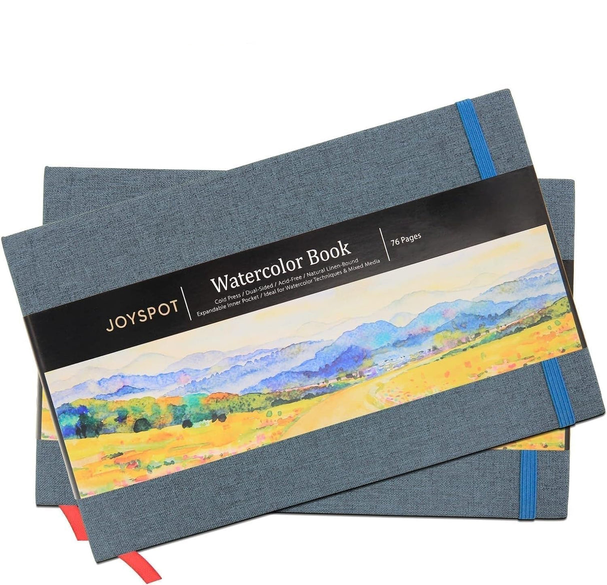 JOY SPOT! 5.5" x 8.5" Watercolor Pad, Pack of 2 (76 Sheets), 110 lb (230 GSM), Acid-Free Paper, Watercolor Book with Linen Bound for Watercolor Techniques and Mixed Media JOY SPOT!