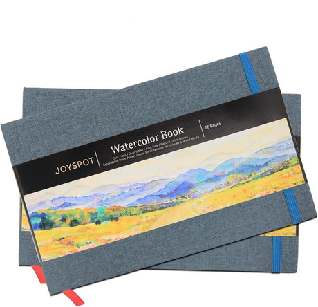 JOY SPOT! 5.5" x 8.5" Watercolor Pad, Pack of 2 (76 Sheets), 110 lb (230 GSM), Acid-Free Paper, Watercolor Book with Linen Bound for Watercolor Techniques and Mixed Media JOY SPOT!