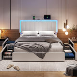 Hasuit LED Queen Bed Frame with 4 Storage Drawers & USB Charging Station Hasuit