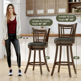 PrimeZone Swivel Bar Stools Set of 4-26" Counter Height Barstools with Backs, Faux Leather Bar Stool with Solid Wood Footrest & Nailhead Trim, Modern Counter Stools for Kitchen Island & Pub, Black PrimeZone