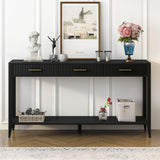 Aiuyesuo 60" Console Table with 3 Vertical Stripe Drawers, Entryway Console Table with Storage Shelf and Long Legs, Suitable for Entryway,Hallway,Living Room,Foyer,Corridor (Black-311J) Aiuyesuo