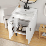YITAHOME 24 Inch Bathroom Vanity with Ceramic Sink, Modern Freestanding Bathroom Cabinet Vanity for Small Space, Soft Closing Doors with 2 Built-in Shelves, White YITAHOME