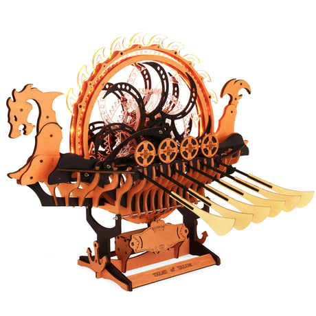 ROBOTIME LK802 Viking Dragon Ship Mechanical Wooden Puzzles, 229 Pieces 3D Puzzles for Adults, Crafts for Adults Hobby Building Kit ROBOTIME