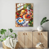 JFYHAB Breakfast Morning Diamond Art Painting Kits for Adults, Full Drill Food Diamond Dots Paintings for Beginners, Round 5D Paint with Diamonds Pictures Gem Art Painting Kits Crafts 11.8x15.7inch JFYHAB