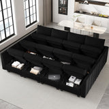 Belffin Oversized Modular Sectional Couch Sleeper Sofa with Storage Velvet Sectional Sofa Bed for Living Room, 12 Seats, Black Belffin