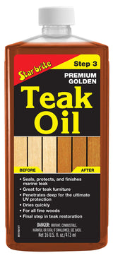 STAR BRITE Premium Golden Teak Oil - Sealer, Preserver, & Finish for Outdoor Teak & Other Fine Woods - Step 3 - 16 OZ (085116PW) STAR BRITE