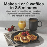 Proctor Silex Double Mini Waffle Maker Machine with 4” Round Non-stick Grids, Makes 2 Personalized Individual Breakfast Keto Chaffles and Hashbrowns, Compact, Black (26102) Proctor Silex