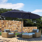 MASTERCANOPY Patio Outdoor Umbrella,15FT Double Sided Large Umbrella,Including Umbrella Base,Suitable For Garden,Pool Side,Deck,Navy Blue MASTERCANOPY