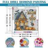 Pumpkin Bat Shop Diamond Art Kits for Adults, 5D Halloween Diamond Painting Kits for Adults Beginners, DIY Full Round Drill Diamond Dot Painting Gem Art Kits for Adult, Home Wall Decor 13.8x13.8 Inch VCLKDIY
