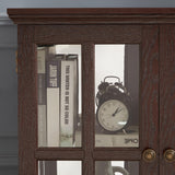 Mcltopz 2 Tiers Lighted Curio Glass Display Cabinet, 2 Lattice Doors Retro Curio Cabinet with Adjustable Shelves, Elegant Glass Display Cabinet Display Case Showcase Bookcase for Living Room (Cherry) Mcltopz