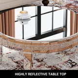 COSVALVE Silver Coffee Tables for Living Room Round with Luxury Mirror Surface, 31.5 Inches Mirrored Coffee Table with Legs & Crystal Inlay, Center Table Cocktail Table for Reception COSVALVE