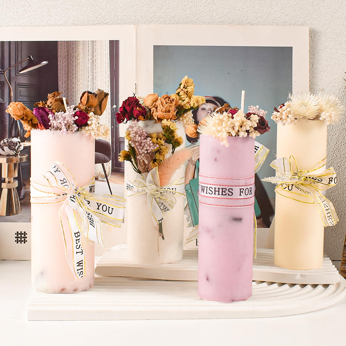 2 Pack 6 Inch Cylinder Candle Mold Pillar Candle Molds Taper - Resin Casting Silicone Molds for Home Decor & Candle Making Wave Spiral Mold ESEDAGE