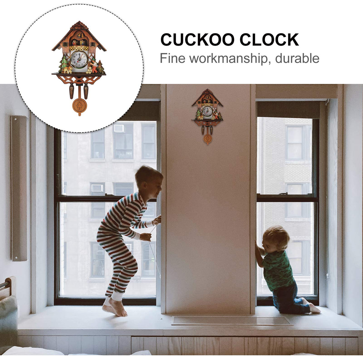 BESPORTBLE Wall Clock Retro Cuckoo Shaped Clock Antique Pendulum for Home Cafe Bar Wall Decor BESPORTBLE