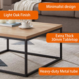 CENSI 30" Square Coffee Table, Natural Oak Light Wood Center Table for Living Room, Modern Industrial Farmhouse Cocktail Table, Extra Thick 1.2" Top with Sturdy Metal Frame, Scandi Style CENSI