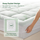 Anluoer Memory Foam Mattress Topper Queen for Back Pain, Rayon Derived from Bamboo Pillow Top Mattress Topper for Hot Sleepers,Cooling Mattress Pad with 8-21" Deep Pocket, 60x80 Inches, White Anluoer