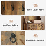 Tribesigns 3-in-1 Entryway Hall Tree with Storage, Farmhouse Hall Tree with Coat Rack, Top Storage and Shoe Cabinet for Entryway, Hallway, Bedroom, Rustic Brown Tribesigns