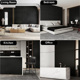 Sunny Heart Wood Slat Wall Panels, Wood Panels for Wall, 2 Pack 93.5" x 12.6" Soundproof Solid Wooden Wall Panels, 3D Acoustic Fluted Wood Wall Panels for Ceiling Wall Decor, Black Sunny Heart
