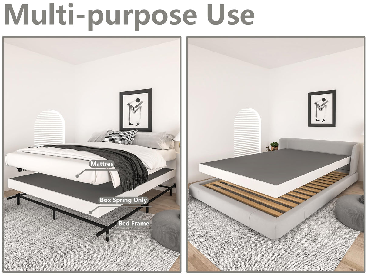 Vitverve Box Spring King, 5 Inch High Metal King Size Box Spring Only, Heavy Duty Mattress Foundation with Fabric Cover, Easy Assembly, Quiet Noise Free, Non Slip, Black Vitverve