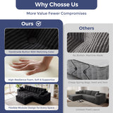 MAXYOYO L-Shaped Sectional Sofa with Convertible Left/Right Ottoman, Cloud Boneless Modular Couch, Layered Cushion & Tufted Upholstered, 4-in-1 Flexible Combination, No Assembly, Black MAXYOYO