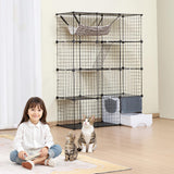 VEVOR Large 4-Tier Cat Cage, 41 x 14 x 55, Detachable Metal Wire Cat Enclosure, with Litter Box Hammock Ramp ladders, Indoor & Outdoor Crate Exercise Place Ideal for Kitty, Small Animals, Black VEVOR