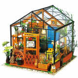 ROBOTIME DIY Dollhouse Wooden Miniature Furniture Kit Mini Green House with LED Best Birthday Gifts ROBOTIME