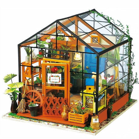 ROBOTIME DIY Dollhouse Wooden Miniature Furniture Kit Mini Green House with LED Best Birthday Gifts ROBOTIME